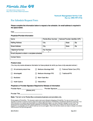 Florida Blue Fee Schedule Request Form