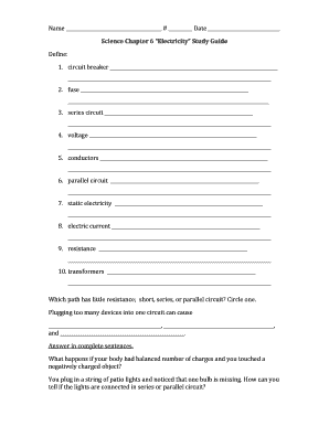 Science Chapter 6 Electricity Study Guide