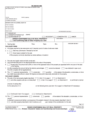 Order Confirming Sale of Real Property