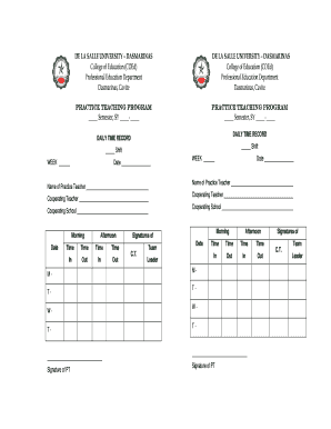 Practice Teaching Daily Time Record
