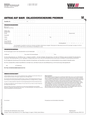 VAV Baurücklassversicherung Premium Antrag