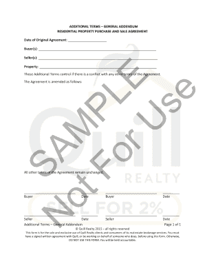 Residential Property Purchase and Sale Agreement Addendum