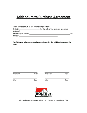 Addendum to Purchase Agreement