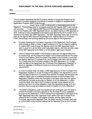 Neighborhood Stabilization Program Purchase Addendum