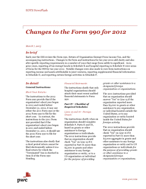 IRS Form 990 Changes for 2012