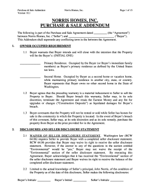 Norris Homes Purchase & Sale Addendum