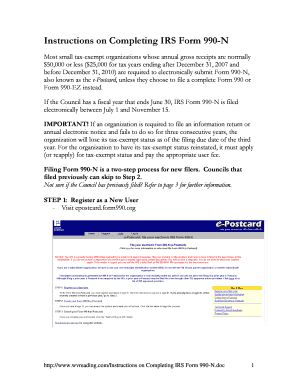 Instructions for IRS Form 990-N