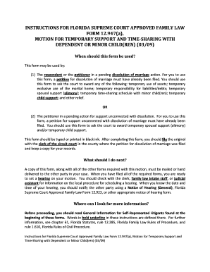 Motion for Temporary Support and Time-Sharing with Minor Children