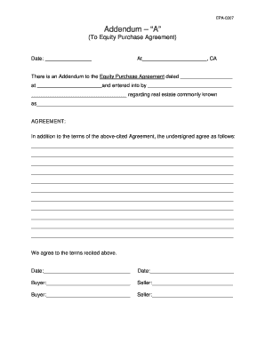 Addendum to Equity Purchase Agreement