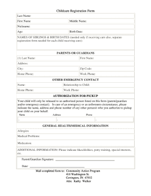Childcare Registration Form