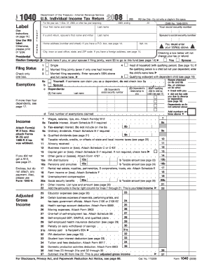 US Individual Income Tax Return 2008