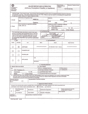 FAA Form 337 Aircraft Repair and Alteration Form