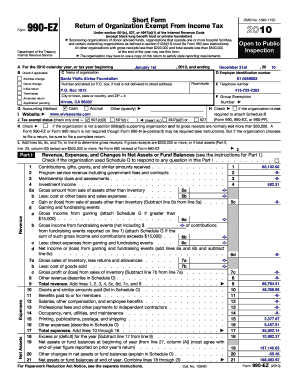Form 990-EZ Tax Return