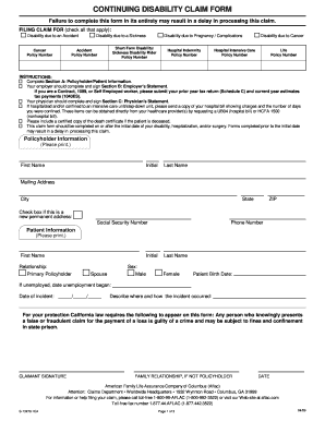 Continuing Disability Claim Form