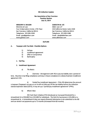 IRS Collection Update