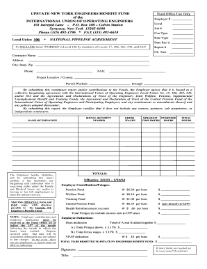 Upstate New York Engineers Benefit Fund Remittance Report