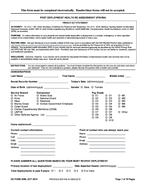 Post Deployment Health Re-Assessment Form
