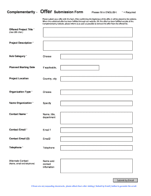 Complementarity Offer Submission Form