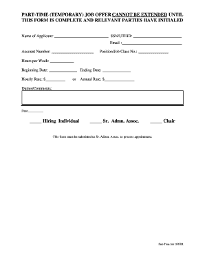 Part-Time Job Offer Form