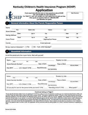 Kentucky Children's Health Insurance Program Application
