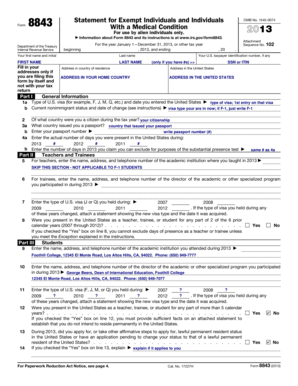 Form 8843 for Alien Individuals