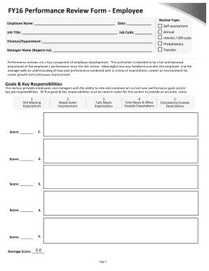 FY16 Performance Review Form - Employee