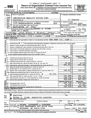 Form 990 2012 Immigration Equality Action Fund