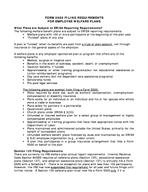 Form 5500 Filing Requirements for Employee Welfare Plans