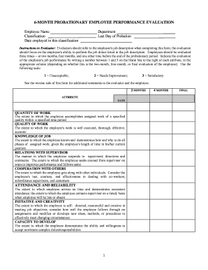 6-Month Probationary Employee Performance Evaluation