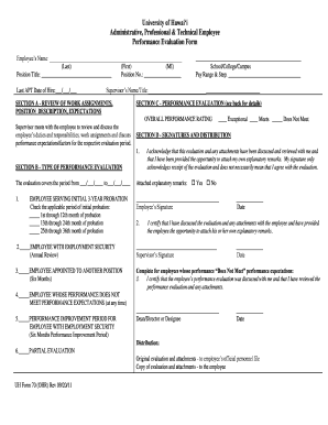 University of Hawaii APT Employee Performance Evaluation Form