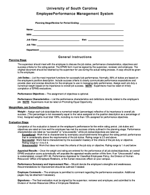 USC Employee Performance Management System Form