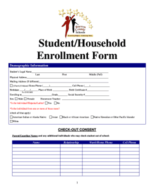 Kentucky Student Household Enrollment Form