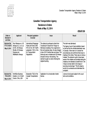 study decisions transportation orders canadian agency form pdffiller f60 guide
