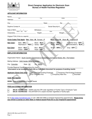 Direct Caregiver Application for Electronic Scan