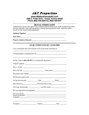 Rental Verification Form