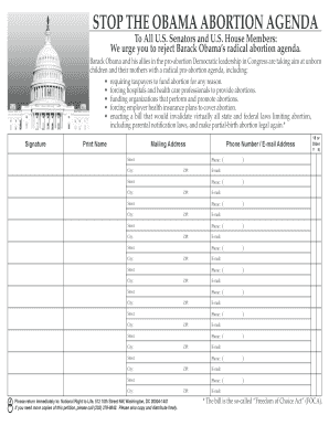 Petition to Stop the Obama Abortion Agenda