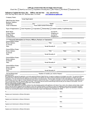 Franchise Financing Application