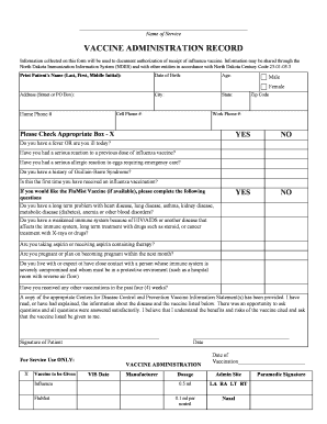 Vaccine Administration Record