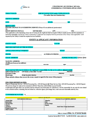 Utilities Inc Commercial Customer Application