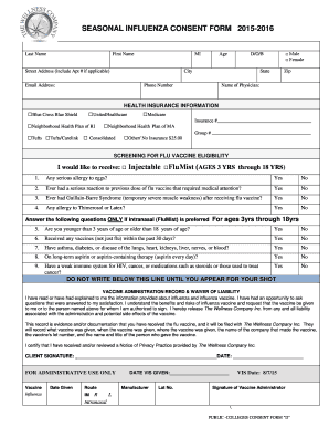 Seasonal Influenza Consent Form