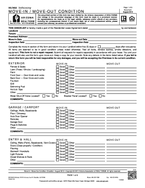 Arizona Move-In Move-Out Condition Checklist