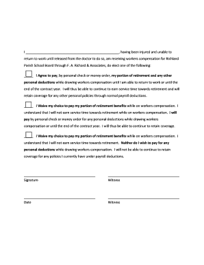 Workers Compensation Retirement Deduction Waiver