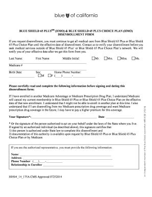 Blue Shield 65 Plus Disenrollment Form