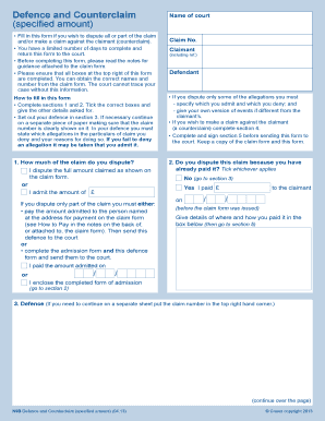 Defence and Counterclaim Form