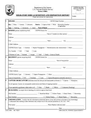 Migratory Bird Acquisition and Disposition Report