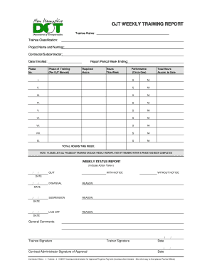 OJT Weekly Training Report