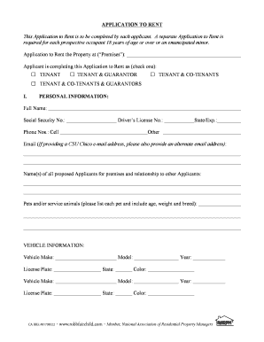 California Rental Application