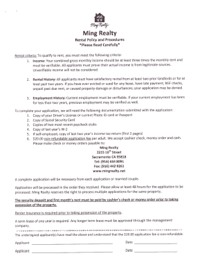 California Rental Application Form