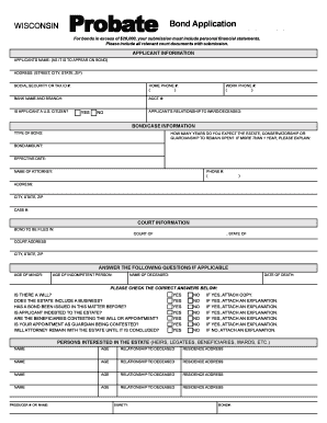 Probate Bond Application Form
