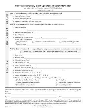 Wisconsin Temporary Event Operator and Seller Information